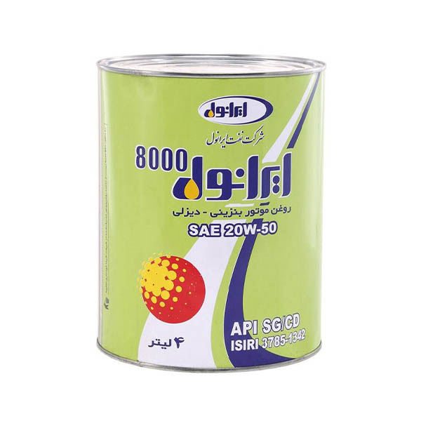روغن موتور ایرانول 8000 چهارلیتری 50-20 sg